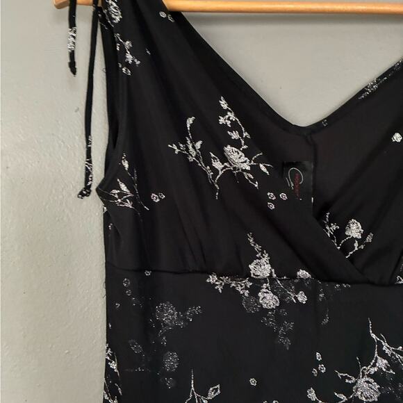 Y2K Vintage Black Floral Midi Dress whimsygoth Dark Romantic boho Size S - Picture 8 of 10